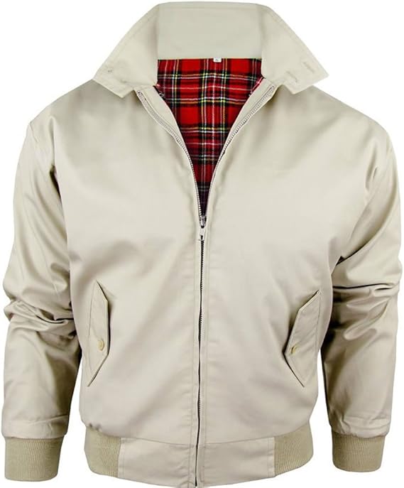 Bomber Jacket Men Men's Burgundy Jacket Tartan Lining Harrington