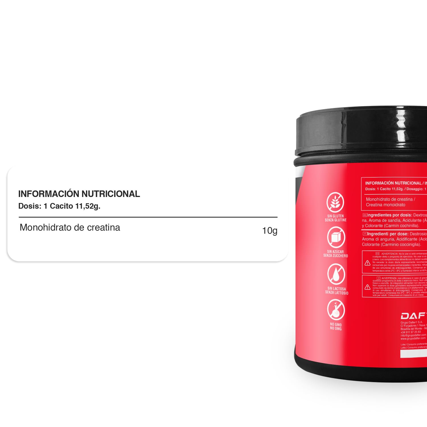 Healthy Fusion 100% Creatina Monohidrato, Alta dosis | 10gr de Creatina por toma | Promueve el crecimiento muscular y mejora la resistencia física | Alta solubilidad | 300g sabor sandía