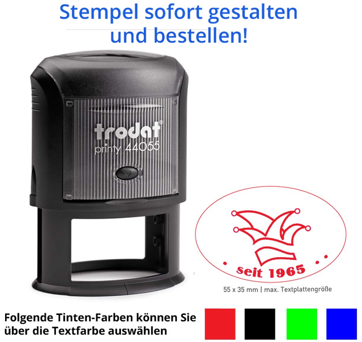 Trodat Printy 44055 - Timbro ovale (55 x 35 mm), per 9 righe, disponibile in diversi colori ! 55x35 Blu