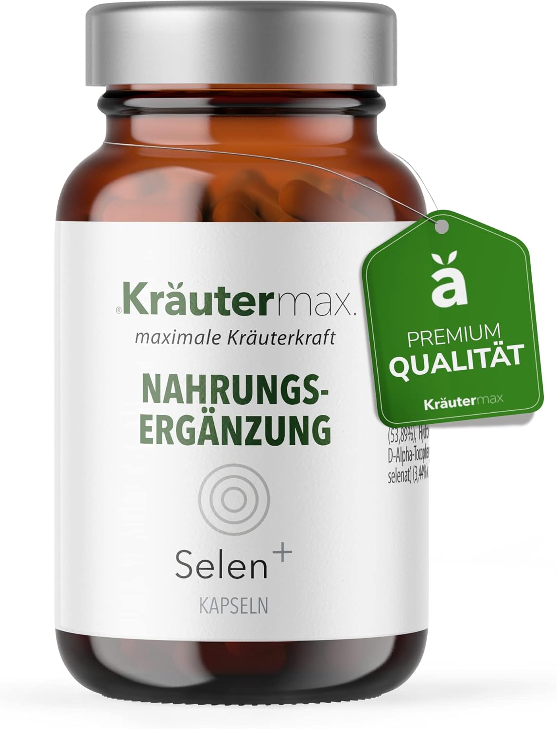 Kruidenmax Selenium capsules | Hoge dosis selenium met vitamine E en vitamine C | Voor haar, huid en immuunsysteem | Natuurlijk en veganistisch volgens bewezen kruidenmax originele formule | 1 x 60