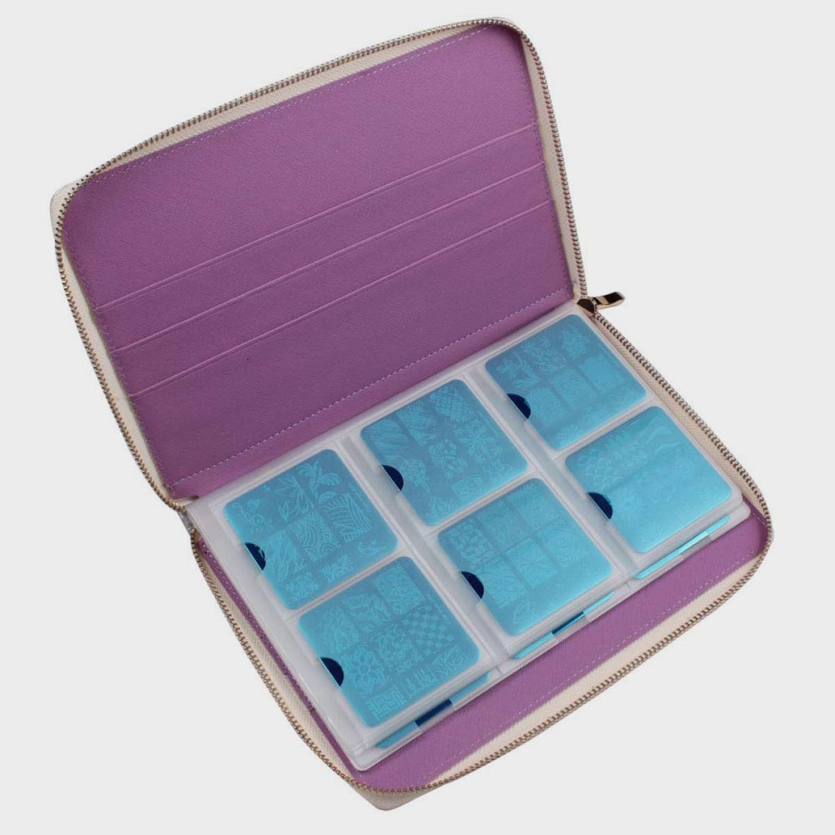 Bolsa para Placas de Estampado de Uñas PU, Cremallera
