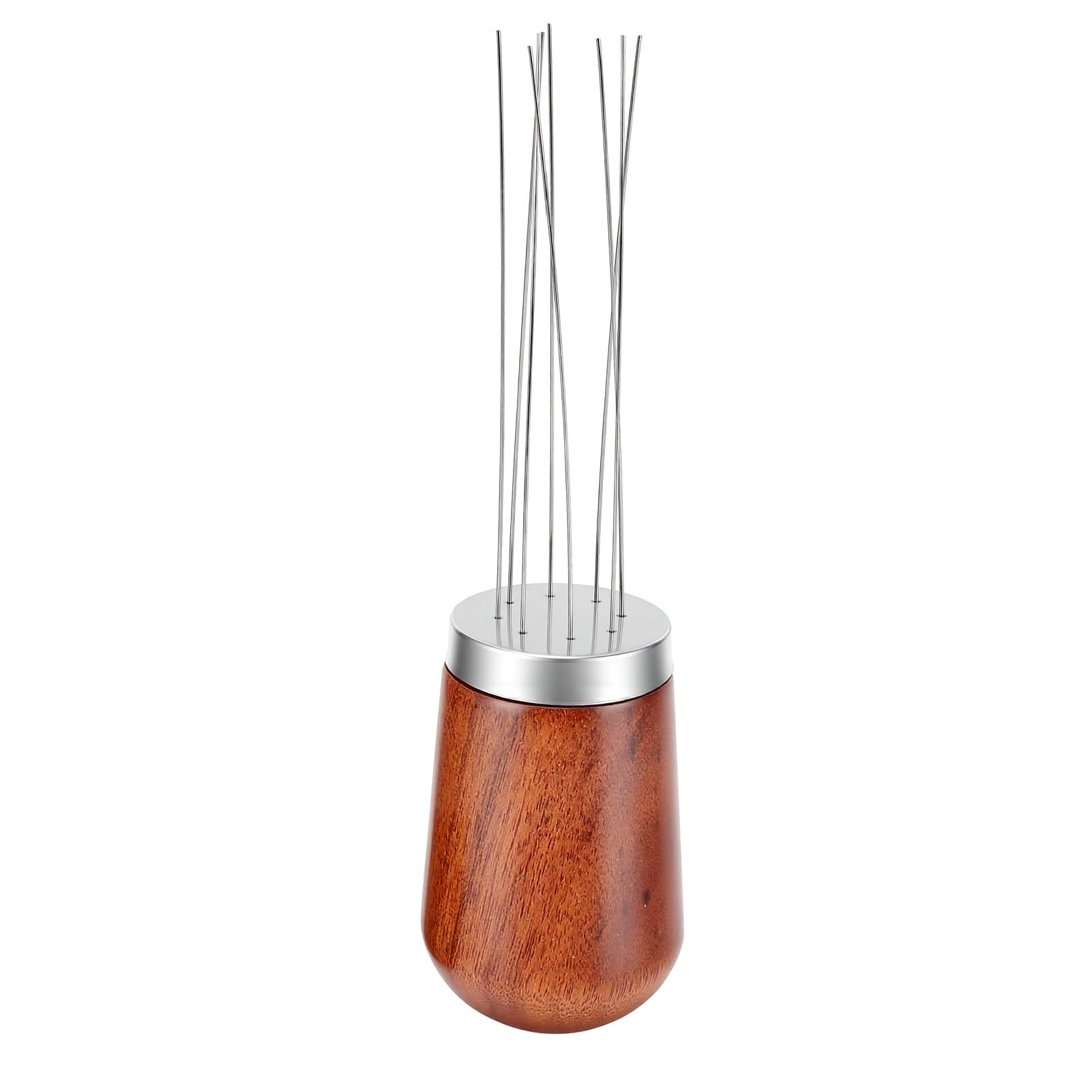 ASHATA Kit Pressino Caffè 51mm con Distributore Ad Ago, Anello Dosatore per | Pressino per caffè con manico in legno di faggio, acciaio inossidabile 304, base in silicone, anello per imbuto dosatore,