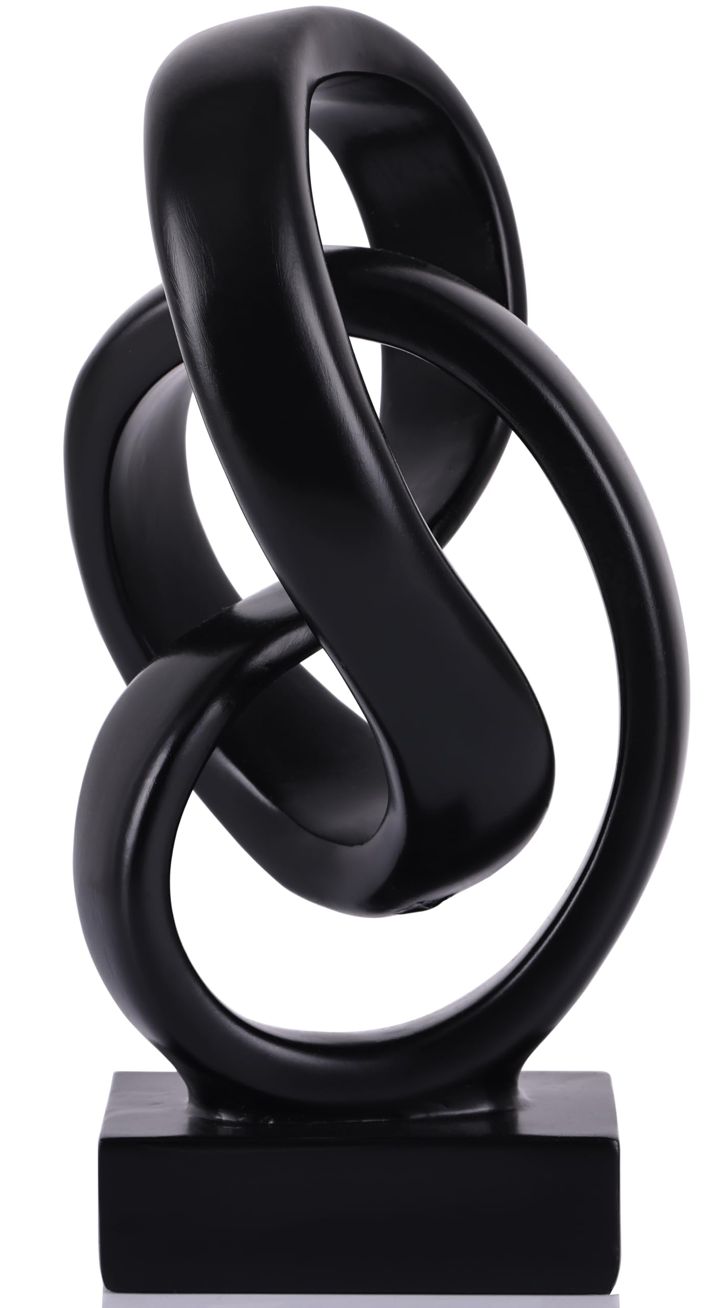 Modern Abstract Knot Sculpture, Artistic Mobius Inspired Resin Decor, Elegant Home and Office Decor, Perfect for Shelves, Desktops, and Mantles, Ideal Gift for Birthdays, Housewarmings (Black)