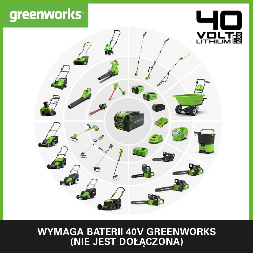 Greenworks G40LM35 Kosiarka Akumulatorowa do Trawników do 400m², Szerokość Koszenia 35cm, Torba 40L BEZ Baterii i Ładowarki 40V, 3 Lata Gwarancji