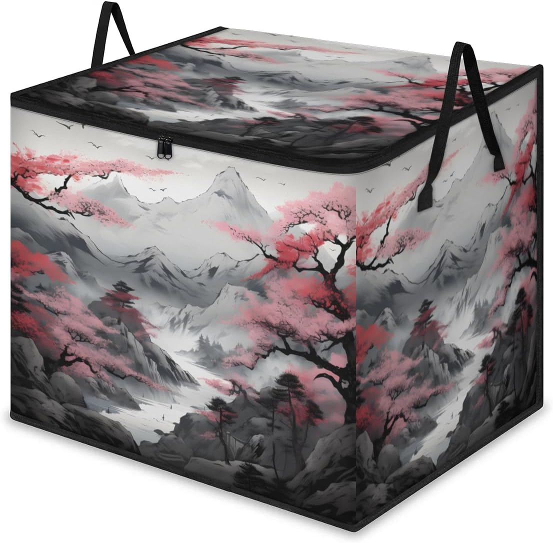 Honeybaby 214L Extra Large Comforter Storage Bag Patriotic Stars Heart Storage Totes with Lids Waterproof Closet Organizer Folding Blanket Storage Bags for Clothes Bedding Pillows