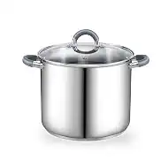 Cook N Home Basics 8 Quart Stainless Steel Stock Pot with Lid, Cooking Pot for Pasta, Soup, Stay-Cool Silicone Handle, Stockpot with Even Heating, Oven Safe, Cookware for Canning, Boiling, Simmer