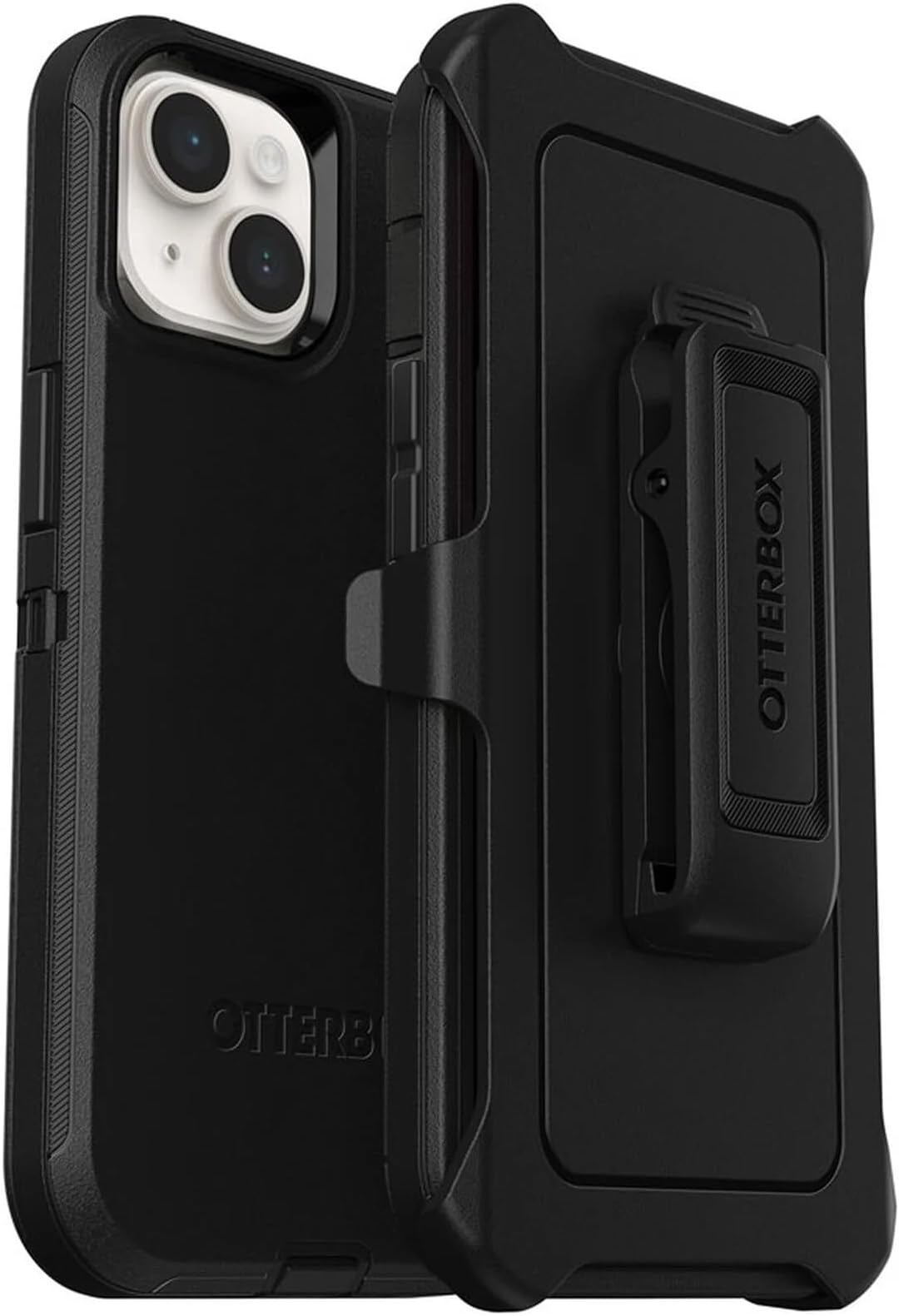 iPhone 14 & iPhone 13 (Only) - Defender Series Case - Black - Rugged & Durable - with Port Protection - Includes Holster Clip Kickstand - Non-Retail Packaging