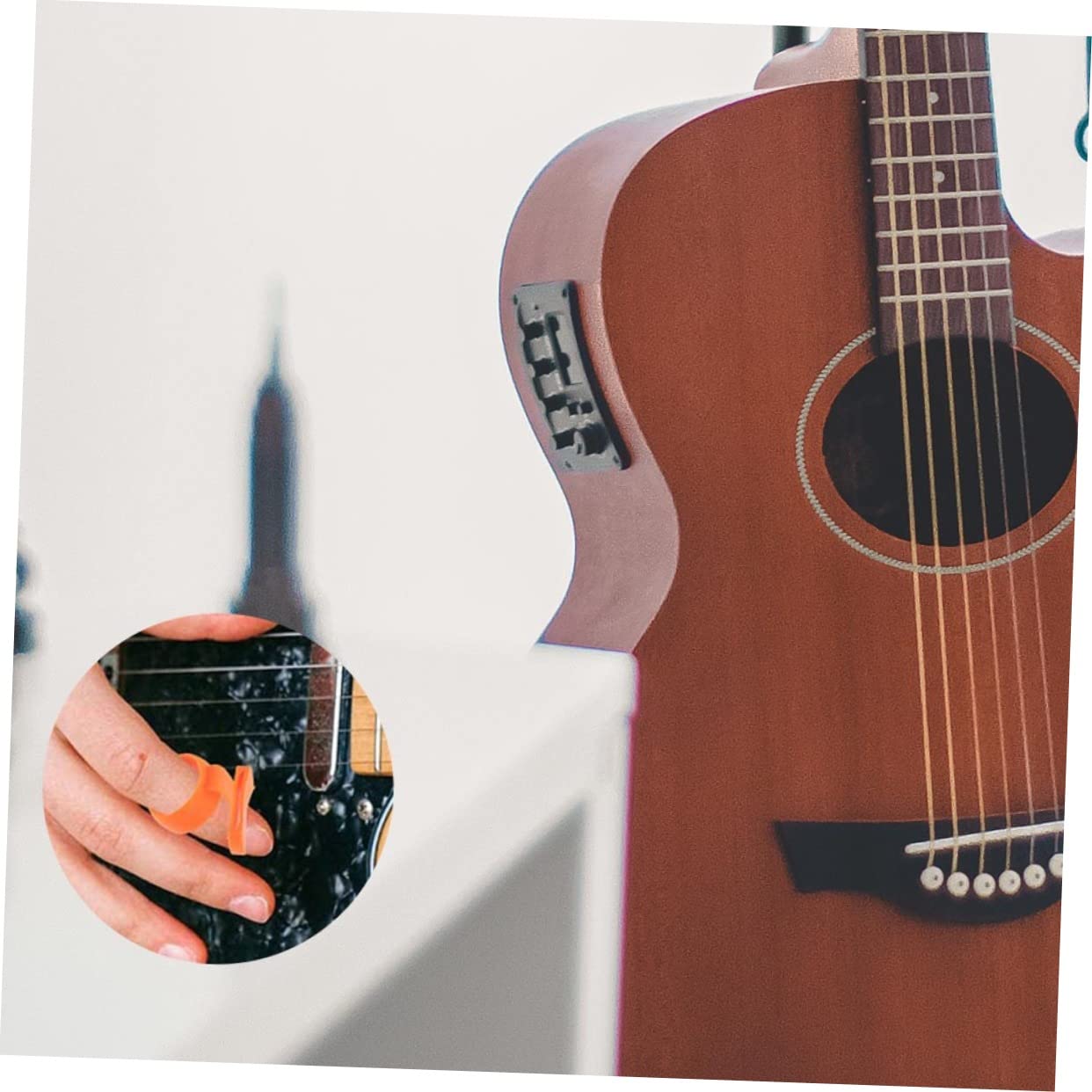6 Pièces Choisir Médiator De Guitare Housse De Médiator Organisateur De Choix Pièces D'instruments Couverture De Médiators De Guitare Sélectionne Non Gel De Silice Orange