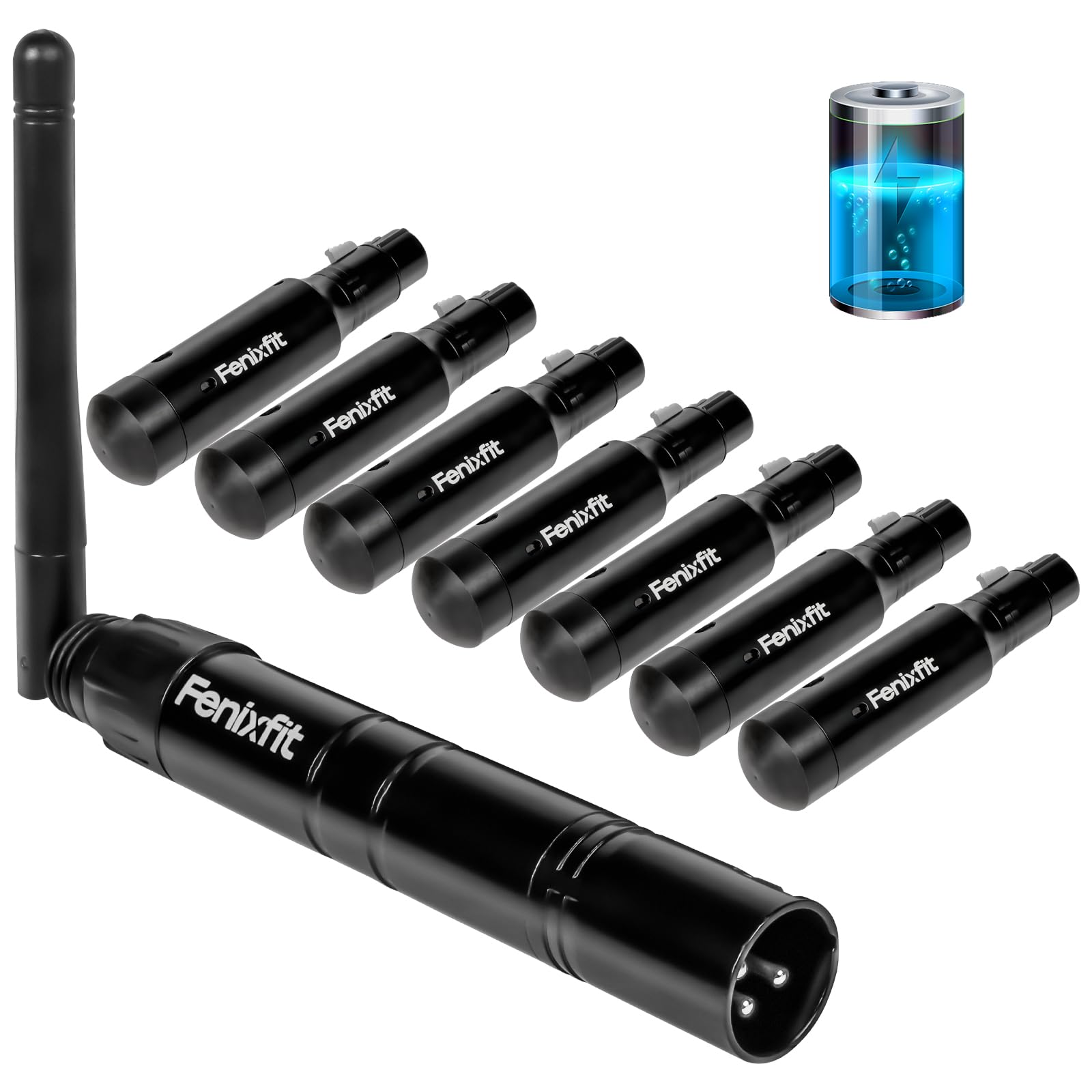 FENIXFIT Wireless DMX512 Transmitter Receiver Rechargeable DMX Wireless 1 Transmitter & 7 Receivers Built-in Battery Long Transmission Range Wireless DMX Light Controller for LED Stage Disco Lighting