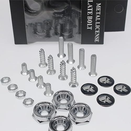 Miniatura 8 de Kit de tornillos para matrícula, 4 tornillos para matrícula con cubiertas para sujetar placas o marcos de la mayoría de automóviles, camiones y