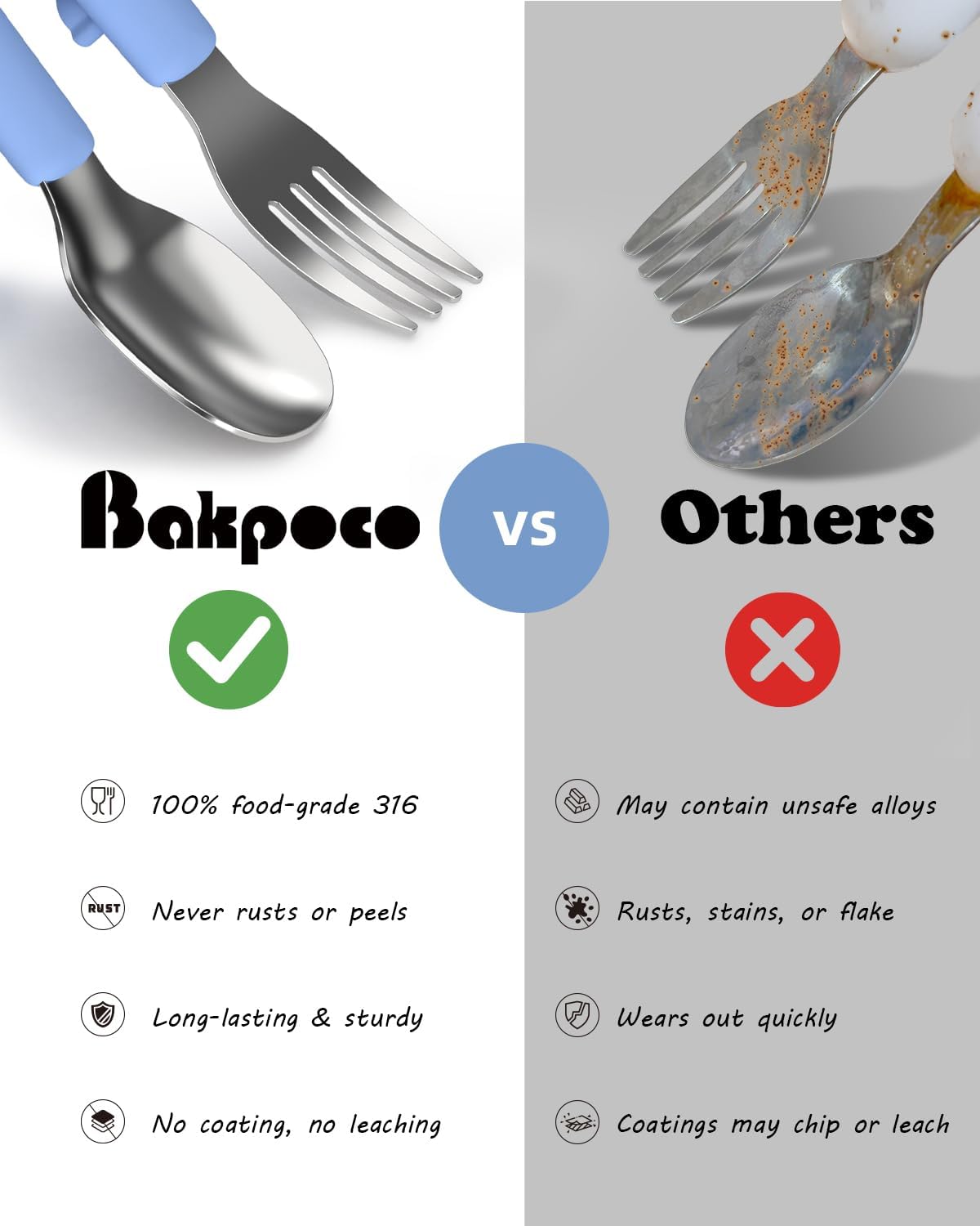 6PCS Toddler Utensils, 316 Stainless Steel Baby Safe Forks + Spoons with Silicone Handle, BPA Free Dishwasher Safe Kids Silverware Cutlery with Box, Sage/Blush/Lilac - Image 6