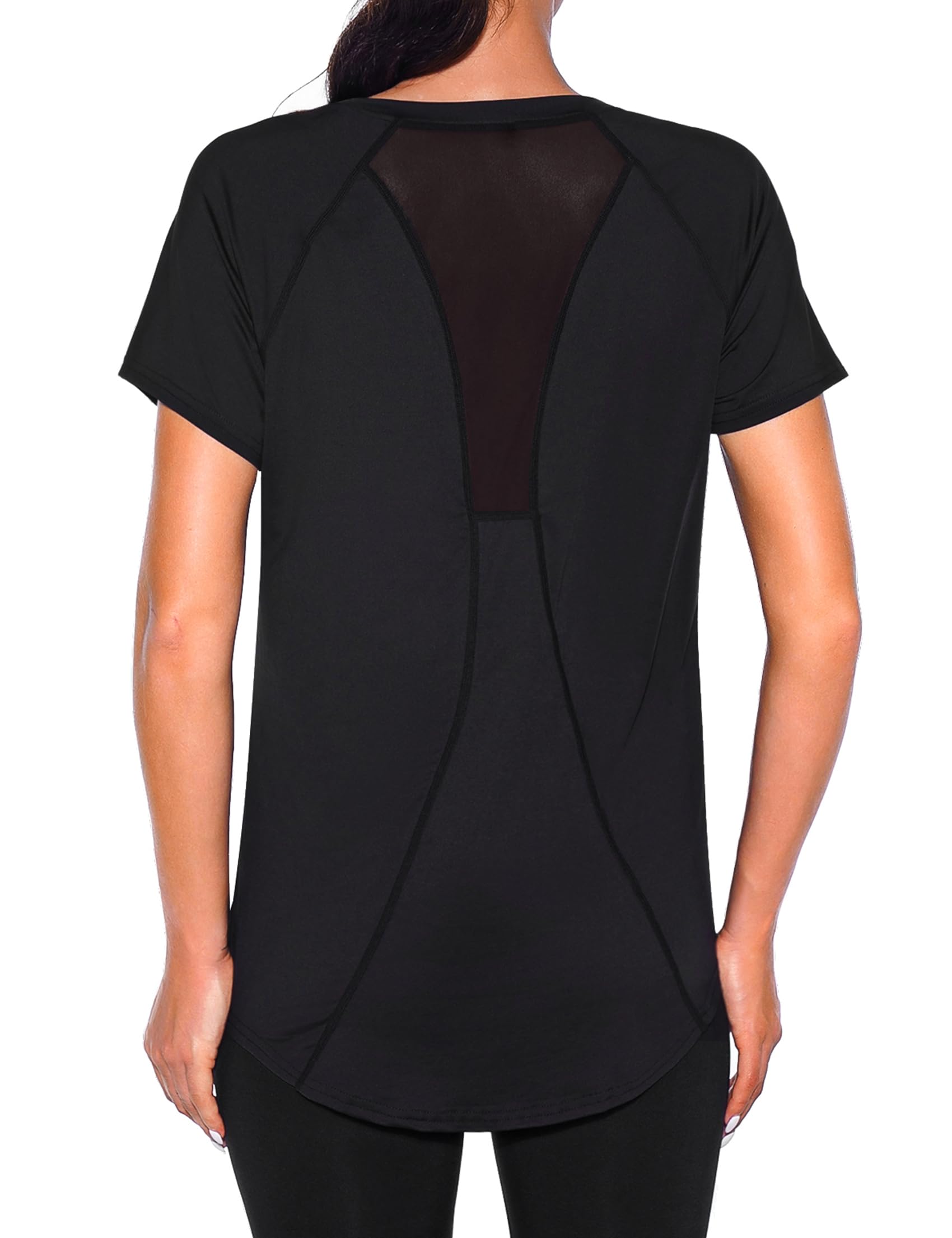 Wayleb UV Sportshirt Damen Kurzarm V-Ausschnitt Sommer T-Shirts Mesh Rücken | Leicht, Atmungsaktiv, Schnelltrocknend, Mesh-Rückseite, Lockere Passform, Sommer, Laufen, Fitness, Yoga, Gym und Training