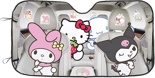 Parasol de anime para parabrisas de automóvil, bloquea los rayos UV, protector de visera, pequeño, 51.2 x 27.5 pulgadas