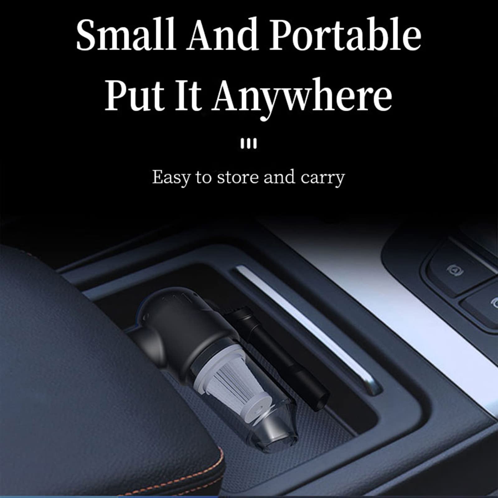 Aspirapolvere per Auto - Accessori per Auto Portatili - Piccolo Kit di Pulizia dei Dettagli Profondi per Interni Auto con Cavo da 16 Piedi ad Alta Potenza da 12 V con Bagnato o Asciutto,Bian