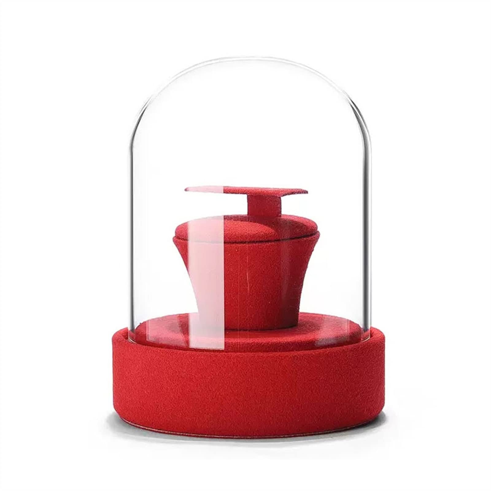 SBZIOJHDR jewellery stand, Velvet Earring Display Organizer Storage Bracket with Glass Lid for Showcase, Jewelry Stand(Red)