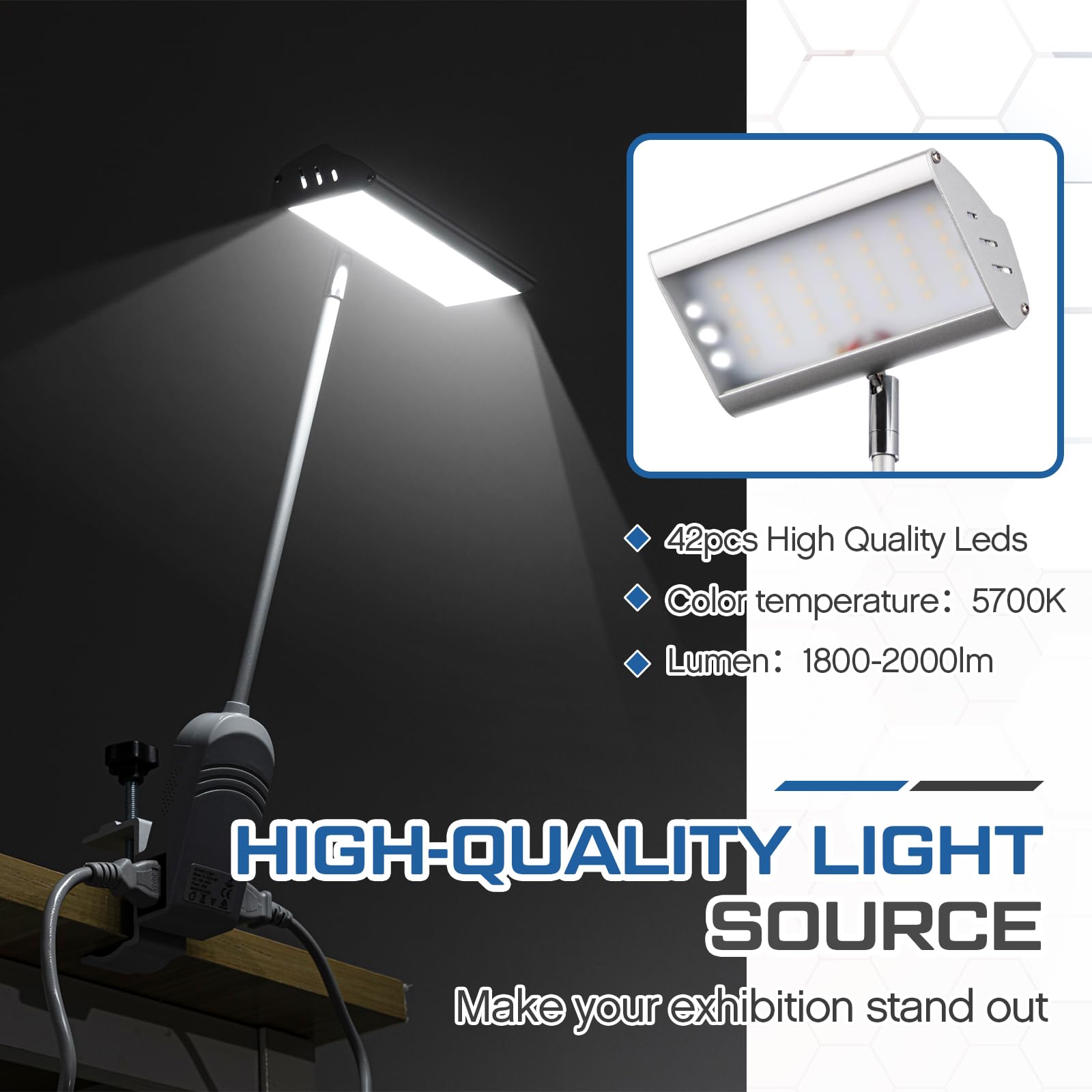 Retisee Luci a LED per esposizione e illuminazione del braccio espositivo, accessori per stand fieristici, luce collegabile per cabina inclusa, morsetti inclusi, staffe di montaggio, cavo di