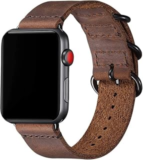 Pulseira de Couro Vintage de Três Fivelas Compatível com Apple Watch 42mm 44mm 45mm Serie 9/8/7/SE/6/5/4/3/2/1 Ultra 49mm - Marca WFEAGL