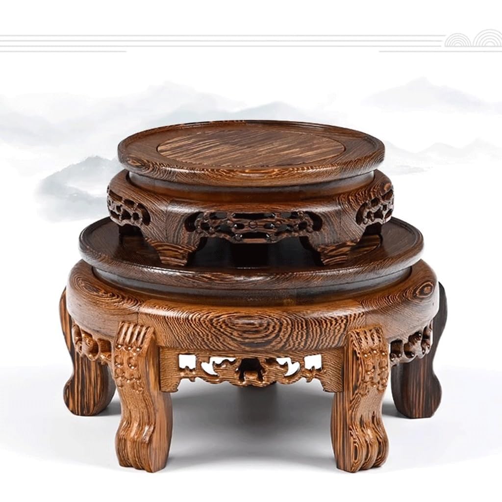 Vaso Bonsai Rotondo in Legno massello, Grande Vaso Bonsai, Vaso da Fiori Artigianale, Ornamenti, Base per Acquario, Supporto per teiera, Base per espositore