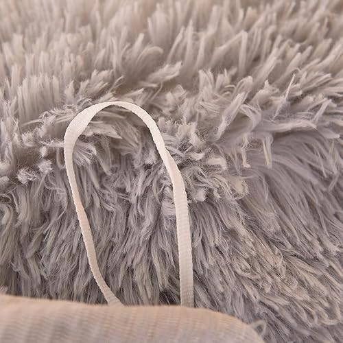 Miniatura 6 de Mengersi Juego de funda de edredón de felpa de pelo sintético, lanudo y esponjoso, funda de edredón de terciopelo de cristal ultra suave con fundas