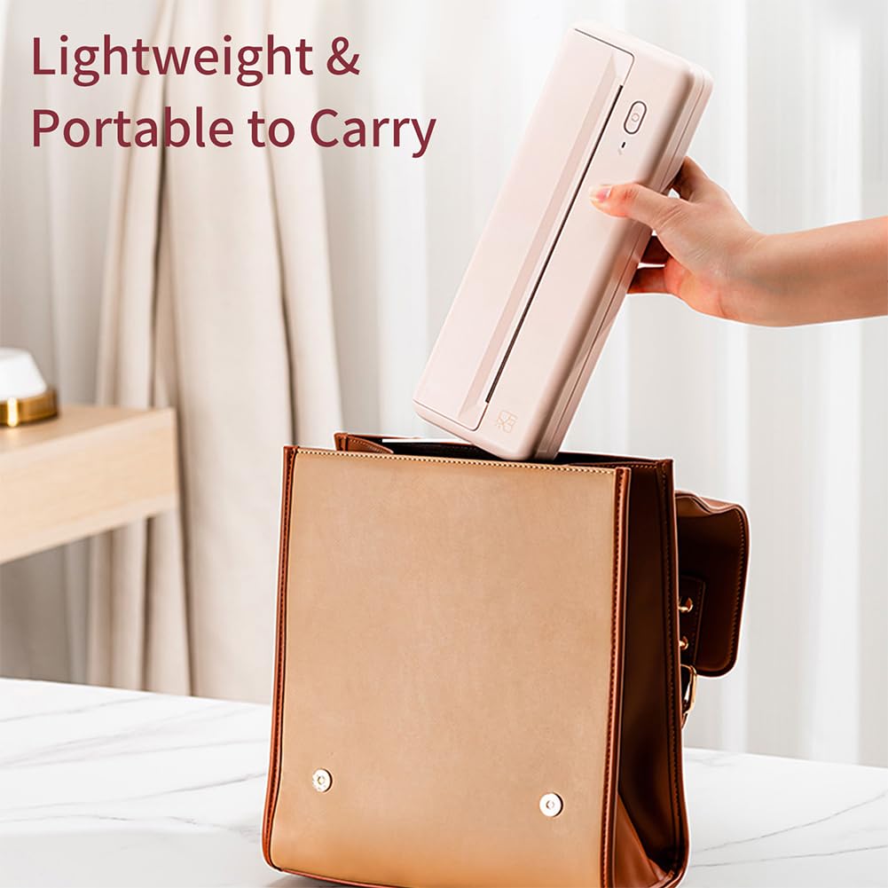 Stampante termica A4, mini stampante Bluetooth portatile per viaggi e casa, stampa wireless senza inchiostro, design compatto per ufficio e scuola