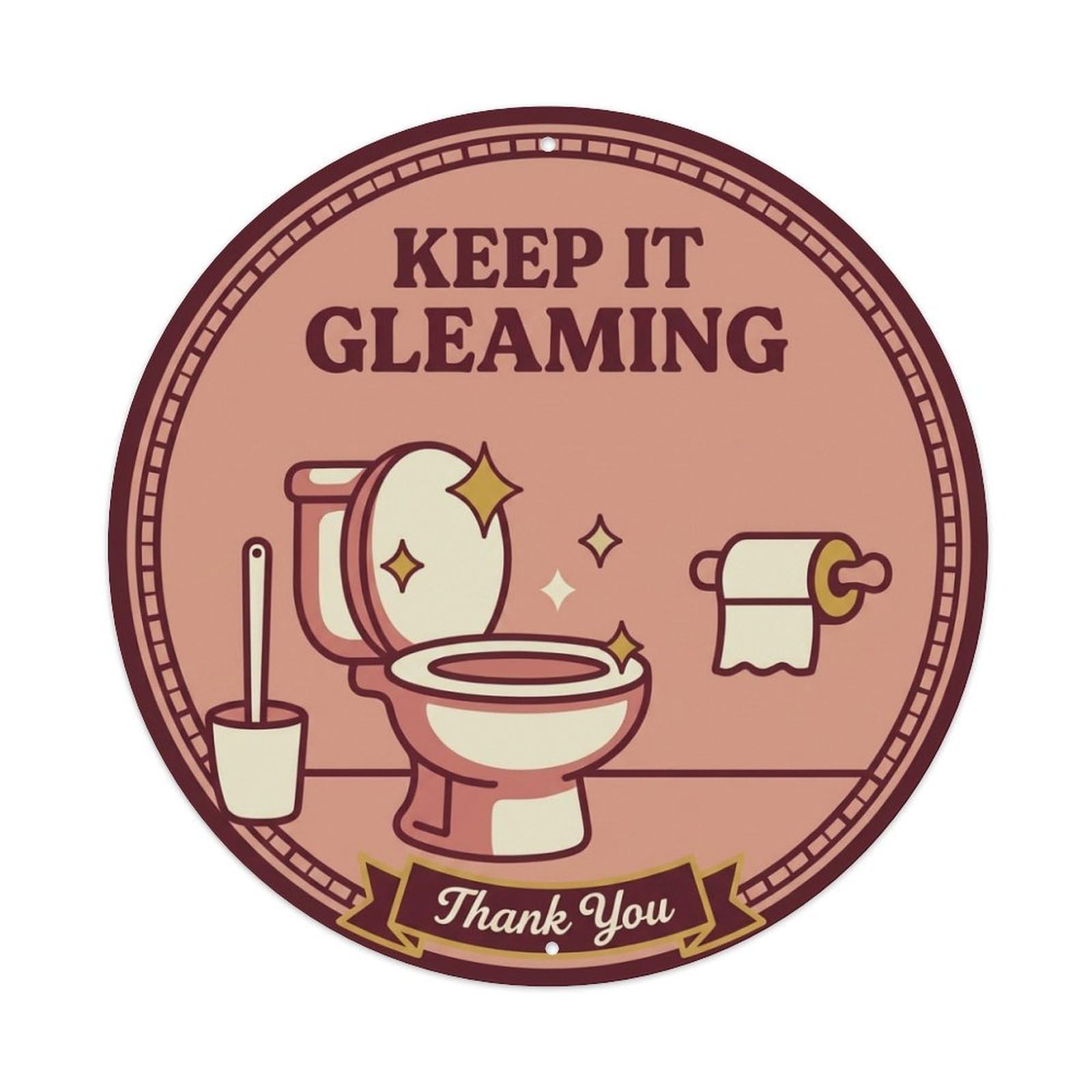 Metal Tin Sign Toilet Clean Bathroom Reminder Keep It Gleaming