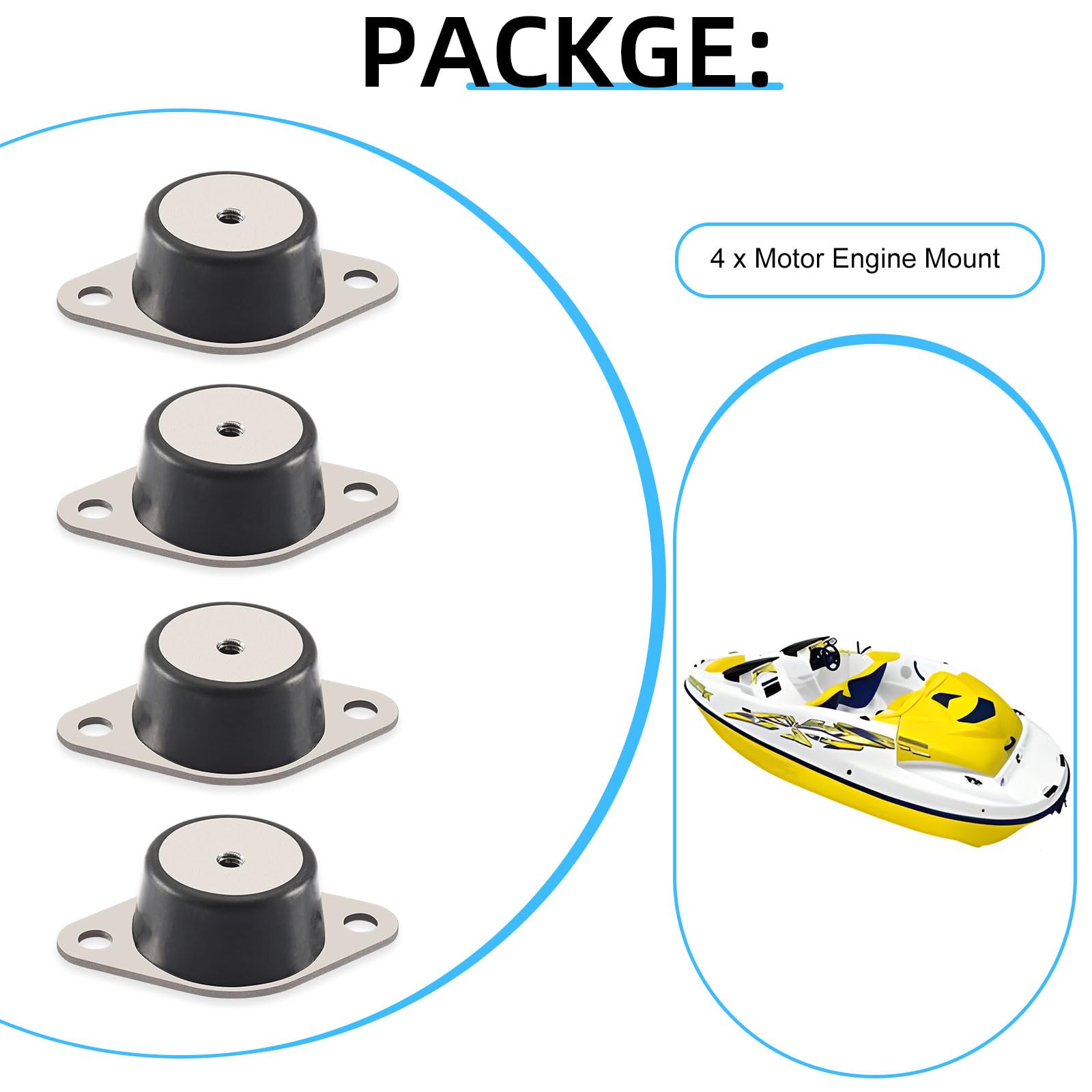 Paquete de 4 soportes de motor para Sea-Doo SP SPX SPI XP XPI HX GT GS GTX GTS GTI Sportster Explorer Chanllenger Speedster 1989-2005