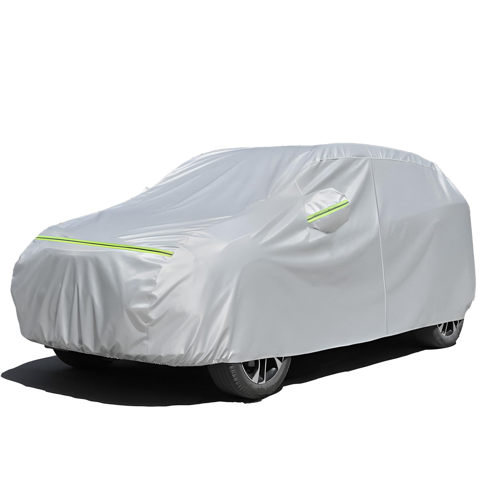 Favoto Autoabdeckung Vollgarage Auto Autoabdeckplane Outdoor - Wasserdicht Autohülle Autoplane Kompatibel mit BMW X5 GLE Audi Q7 Cayenne Grand Cherokee Abdeckplane für SUV (485-510 cm Silber