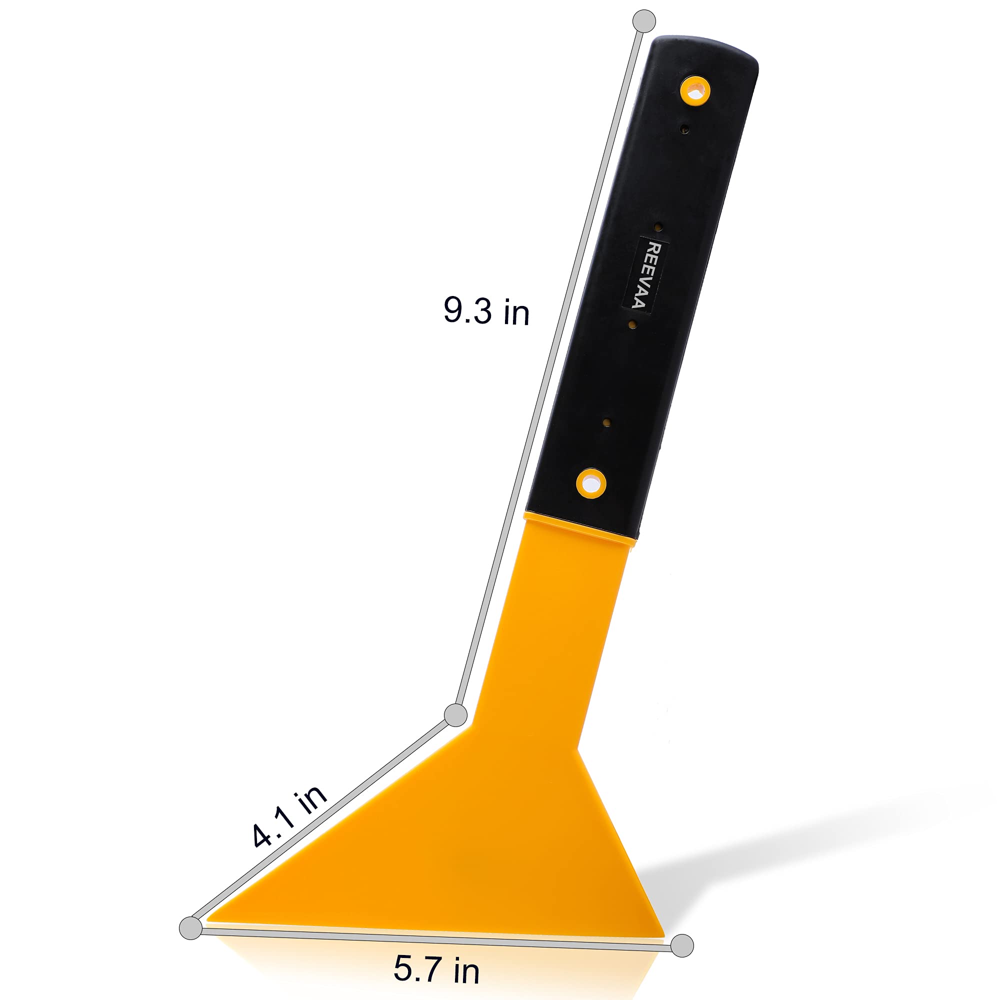 REEVAA Window Tint Squeegee Long Handle Scraper Tool Yellow Triangle