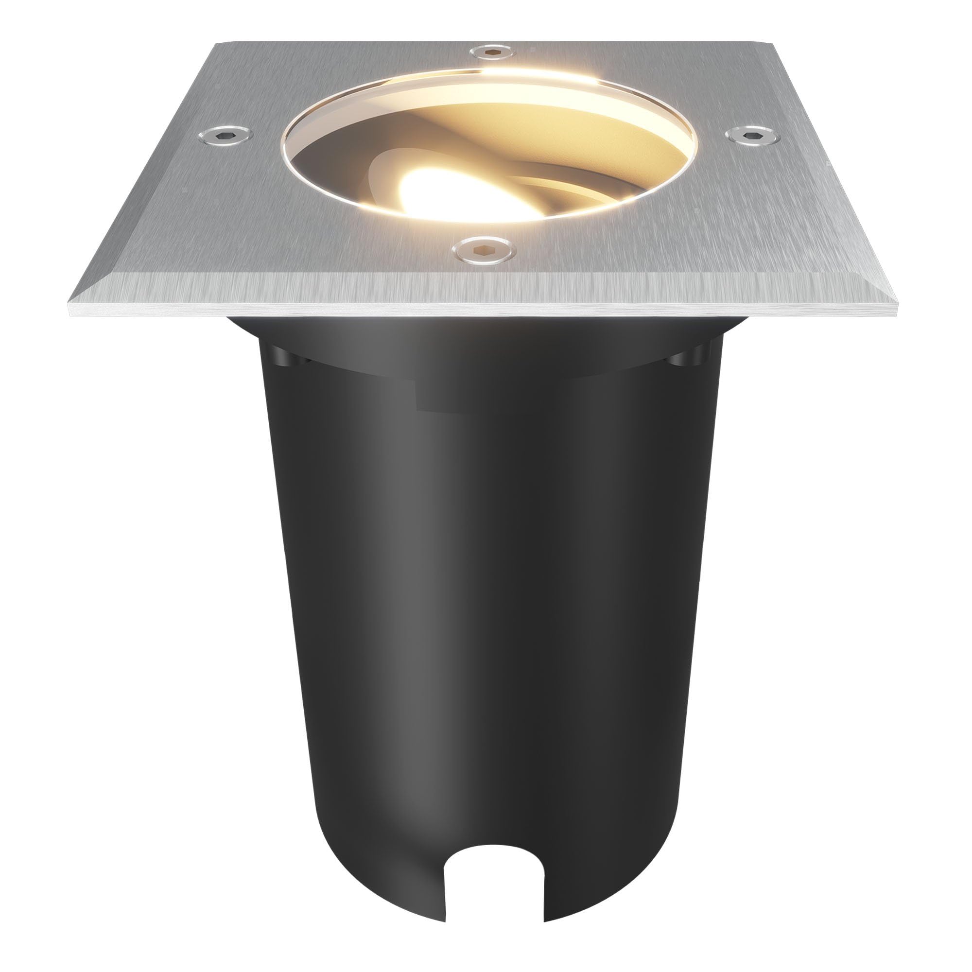 Ledvion Black - Square Led Ground Recessed Light, Gu10, Stainless Steel, Ip67, 1M Cable, Adjustable, Outdoor Lighting