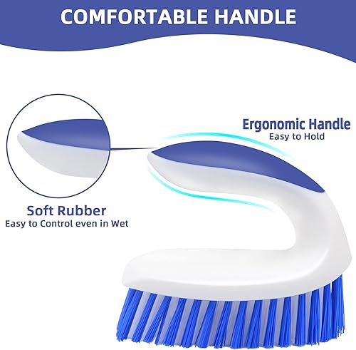 Miniatura 2 de Paquete de 2 cepillos de limpieza resistentes con agarre cómodo para baño, ducha, alfombras, fregaderos