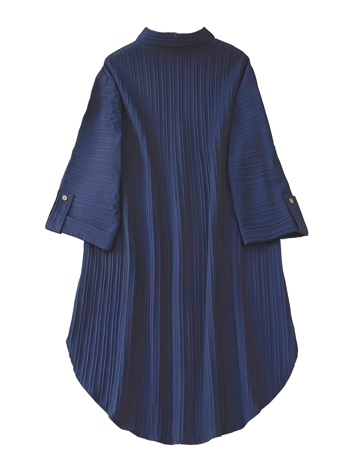 Shasmi Women's Navy Blue Solid Color Woven Long Sleeve Shirt Dress With Button Cuff, Business Casual (Dress 160 N Blue-M)