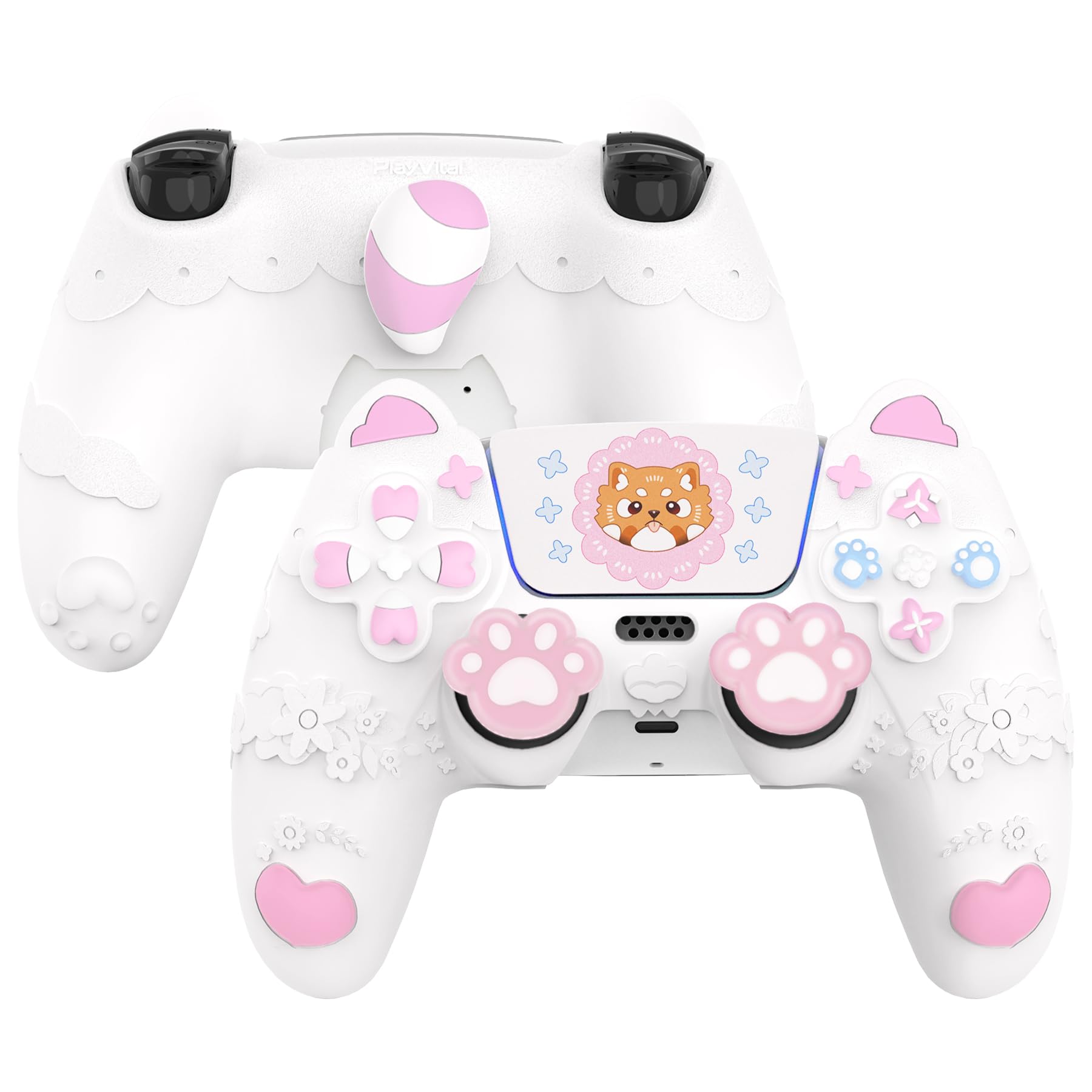 PlayVital for PS5 Controller Skin Cover - Cute Spring Lesser Panda Silicone Case for PS5 Controller with Thumbstick