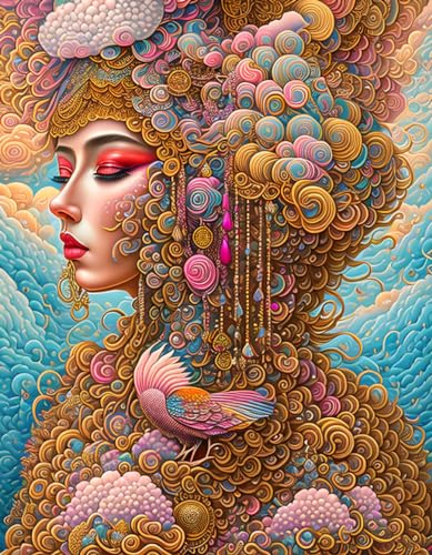 Portrait d'une femme reflets roses art mural sans cadre pour habiller un grand mur