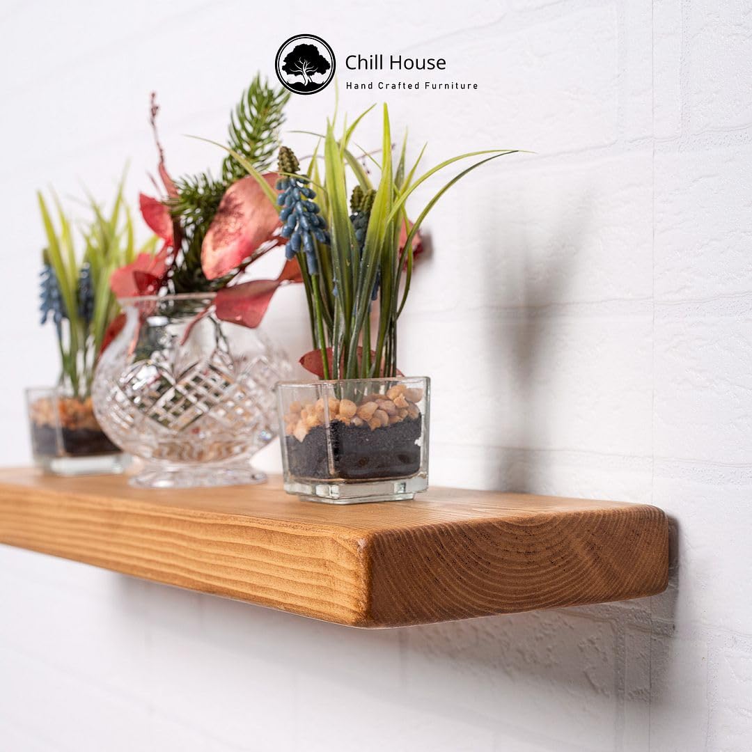 Chill House Estantería Flotante rústica 22 cm x 3.5 cm, Roble Natural, 160cm