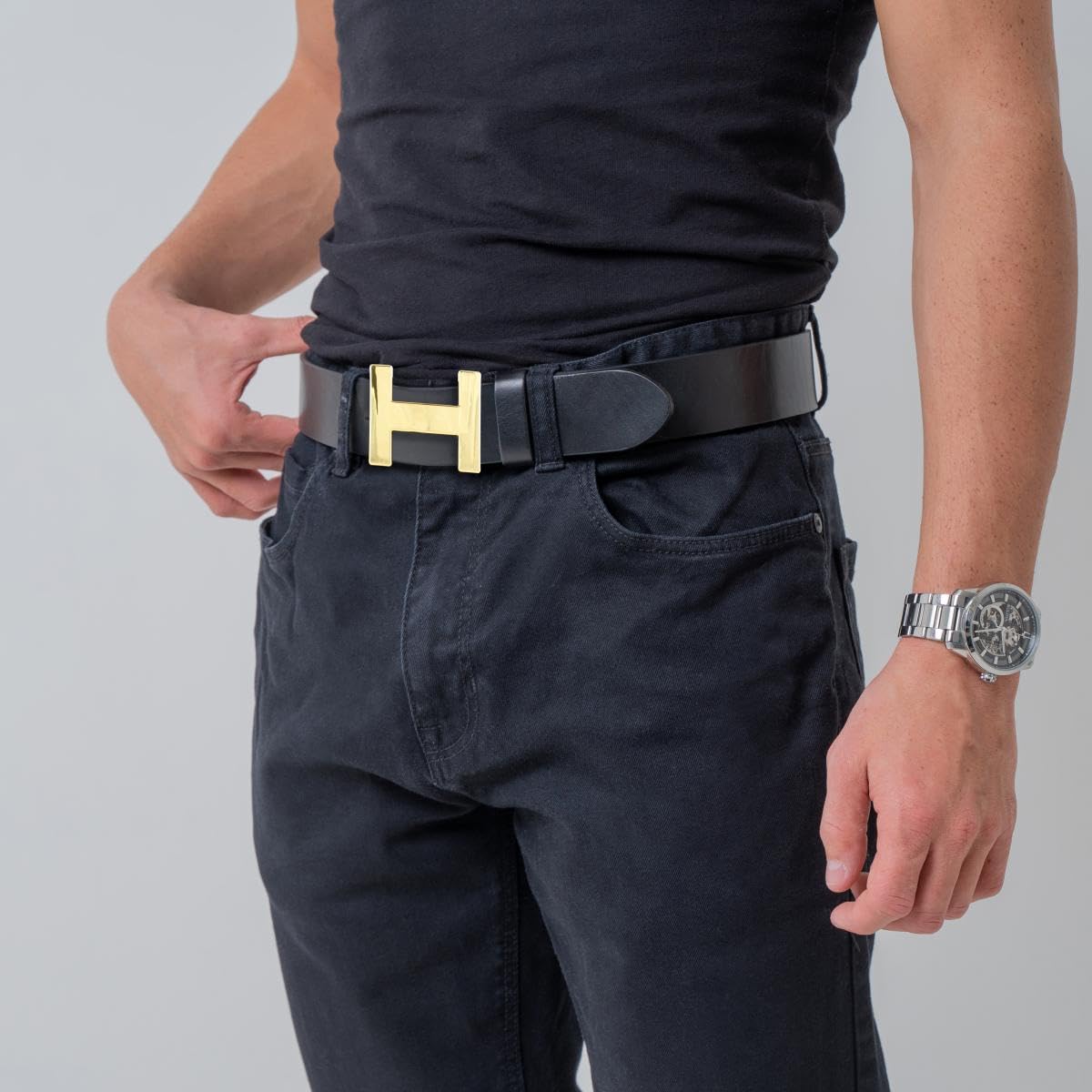 BELTINGER Designer Gürtel HENRY aus Vollrindleder 4 cm | Eleganter Ledergürtel für Damen und Herren 40mm | Gold glänzend