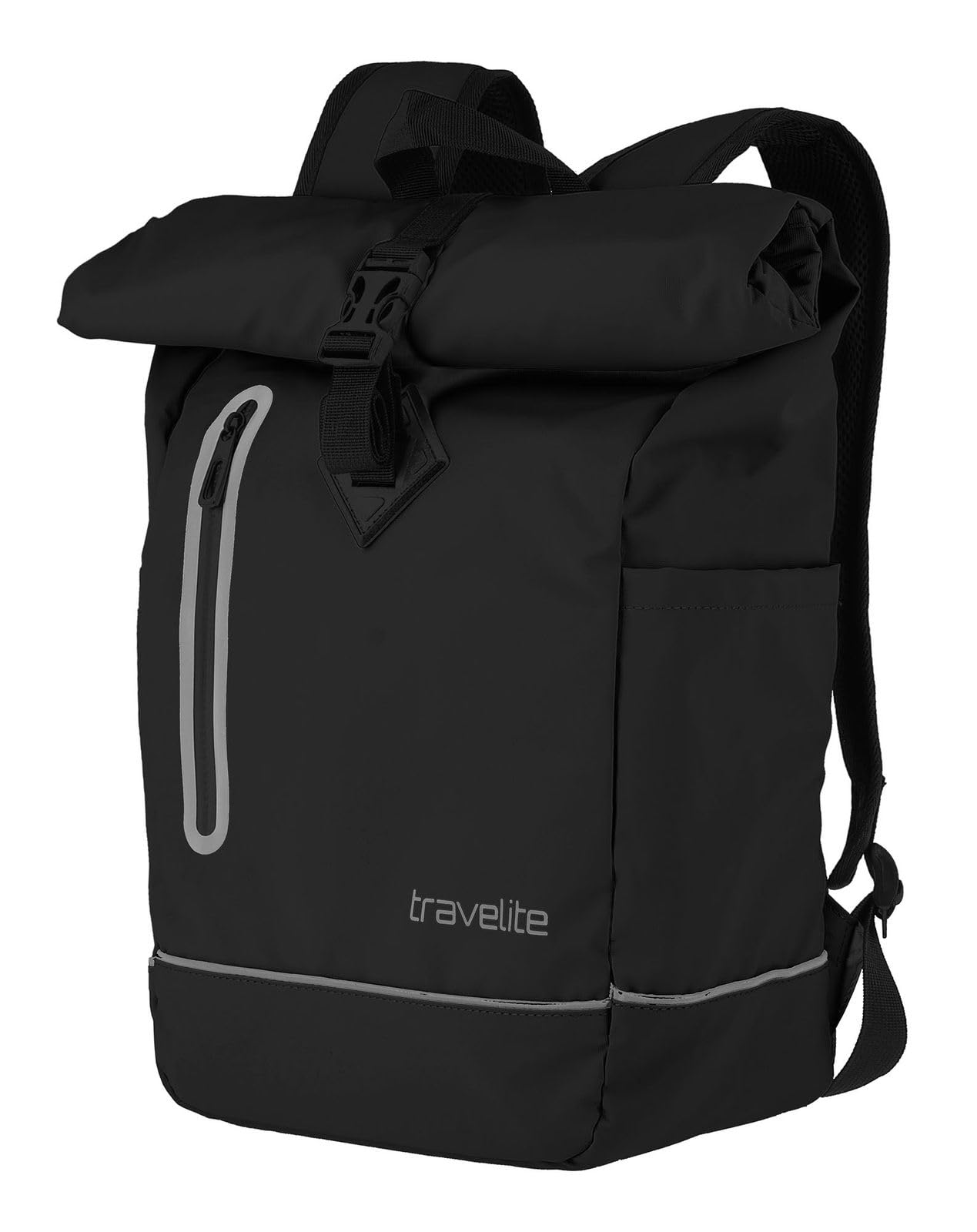 Travelite Rolltop Rucksack wasserfest, Fahrradrucksack, Freizeitrucksack mit Rolltop Verschluss & Reflektoren, BASICS, 48 cm, 19 Liter