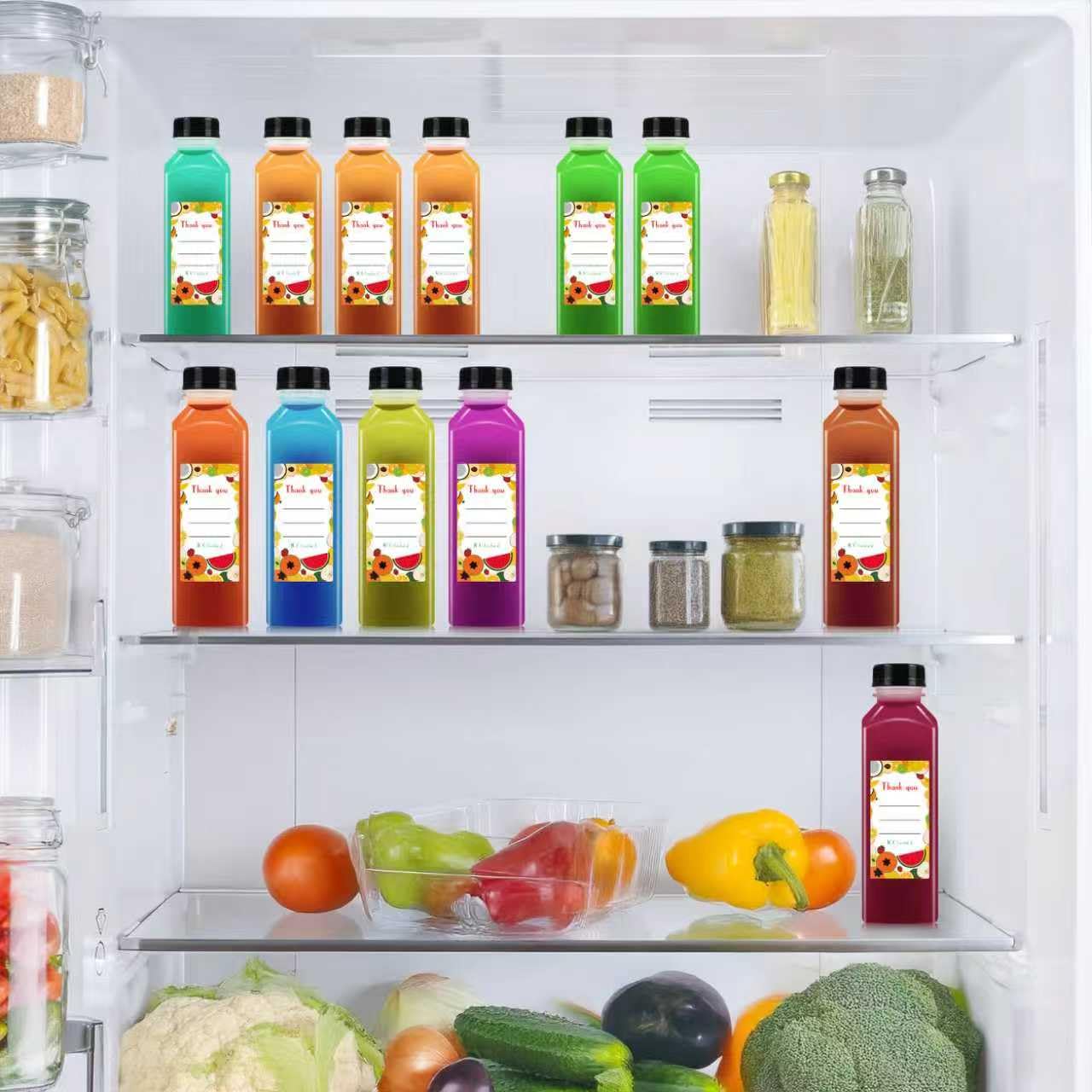 36pcs 16 oz Plastic bottles with lids,Juice bottles with caps, Reusable Clear Bulk Beverage Containers for Juice, Milk and Other Beverages