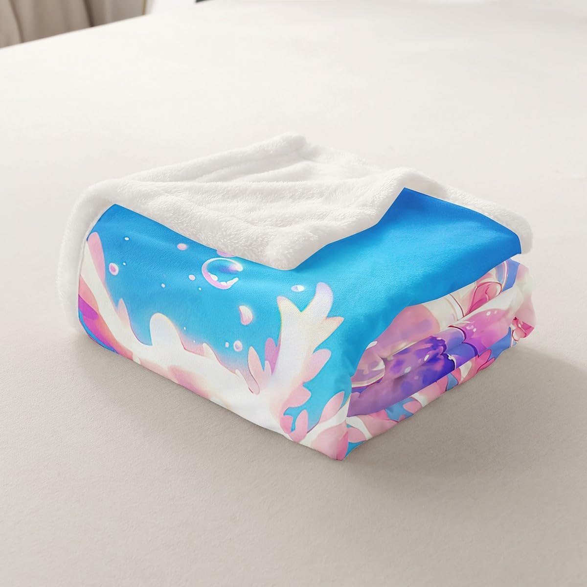 Homemissing Kids Cute Axolotl Fleece Throw Blanket 40x50Inch Cartoon Salamander Drinking Fuzzy Blanket for Bed Sofa Couch Kawaii Ocean Sealife Room Decor - Image 4