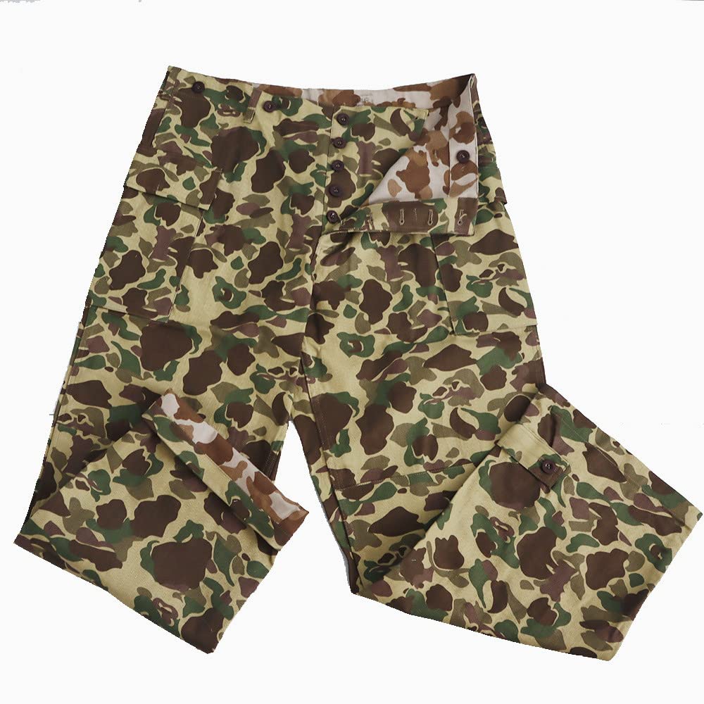 Combinaison de chasse double face au canard de la Seconde Guerre mondiale - Camouflage rétro - Veste de combat HBT - Réplique de l'uniforme du jour du jour J