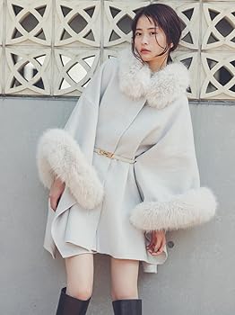 Amazon | [スナイデル] ファー付きミドルケープコート