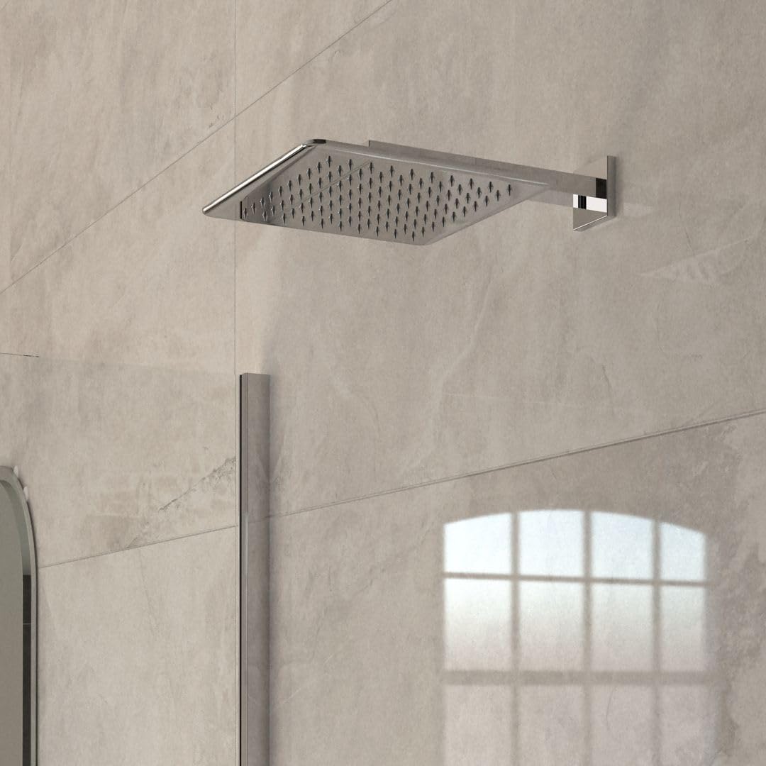 Soffione Doccia Quadrato a Pioggia ad Alta Pressione, Acciaio Inox 304, per Bagno e Hotel