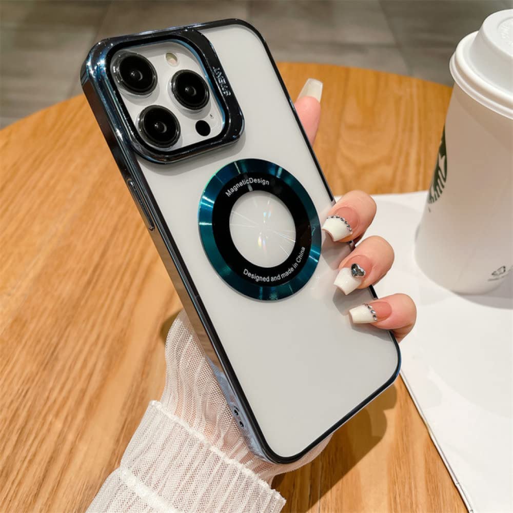 Coque iPhone 14 Pro Max transparente avec support de caméra intégré bleu - 7
