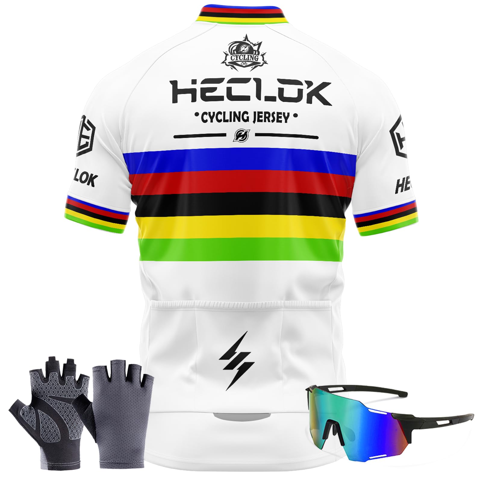 Traje Ciclismo Hombre Verano Maillot Bici MTB Manga Corta Pantalones Cortos 9D Gel Acolchado Incluye Guantes Gafas