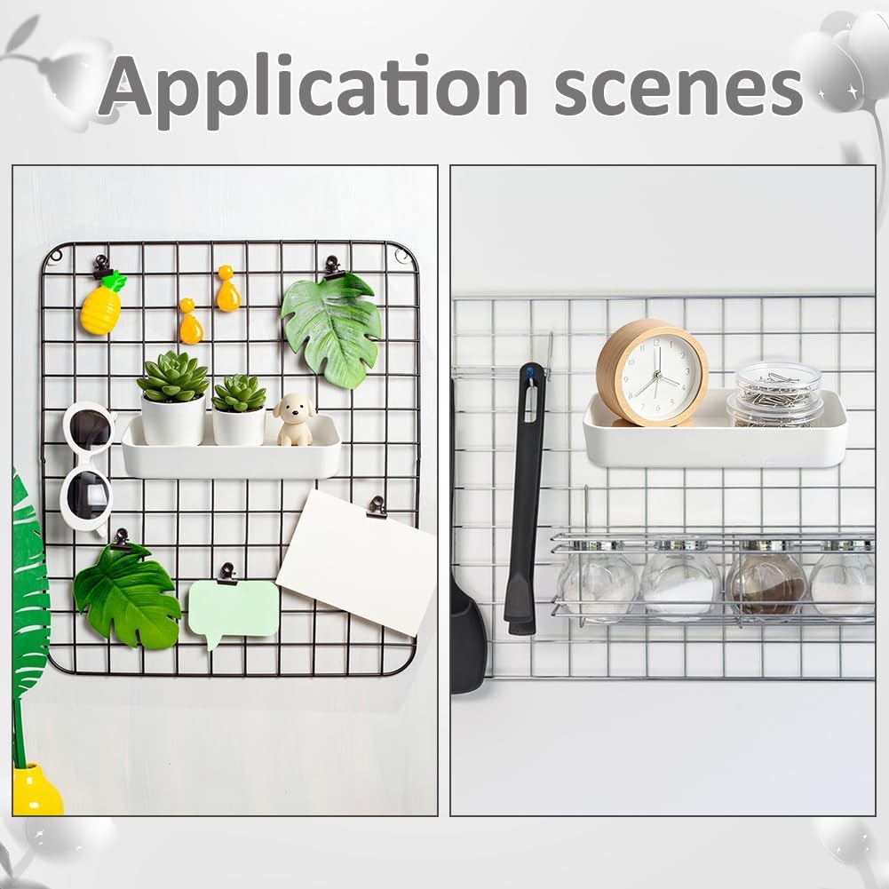 4 Pcs Pegboard Tray Bins with Hooks, 3.84 x 7.44 x 1.24 Inch White Pegboard Shelf Peg Board Organiser Accessories Plastic Wall Pockets for Office Home Bathroom