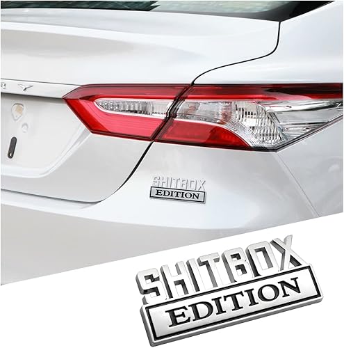 AICEL Shitbox Edition Emblema de coche, calcomanía de repuesto para guardabarros 3D, calcomanía de metal personalizada para puerta trasera del