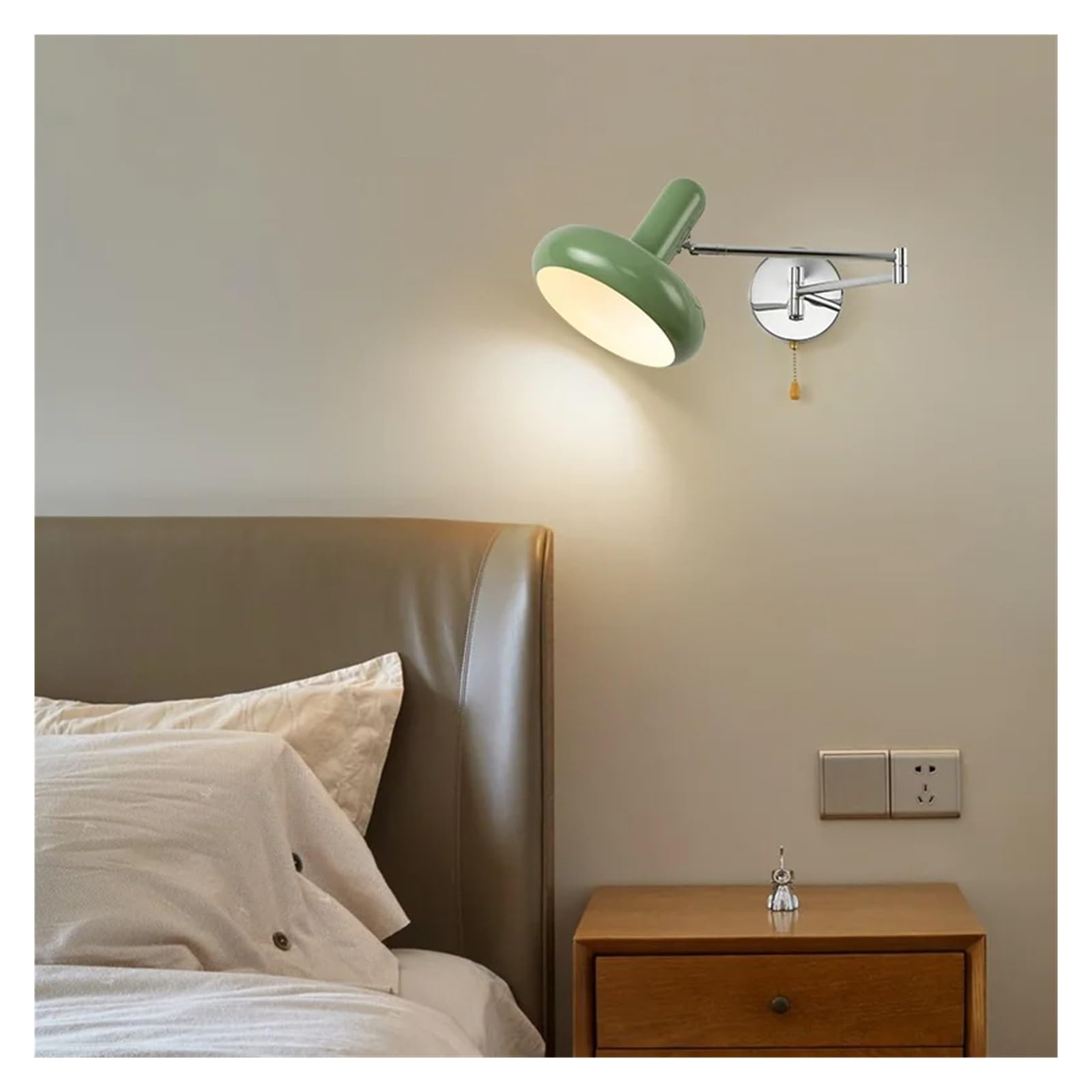 Kremowa chowana lampa ścienna LED do sypialni, stolika nocnego, biura, salonu, baru, korytarza, nowoczesne oświetlenie wewnętrzne LED (orzech)