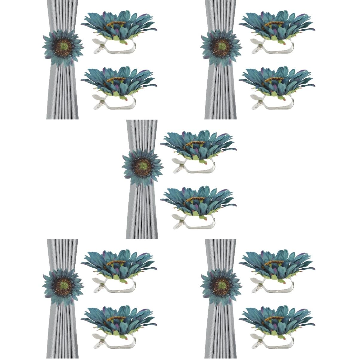 Ciieeo 5 Sets Vorhanghalter Mit Blumenmuster Sonnenblumenmuster Vorhanghalter-Clips Kein Werkzeug Erforderlich Geeignet Für Dünne Vorhänge 2 Stück * 5