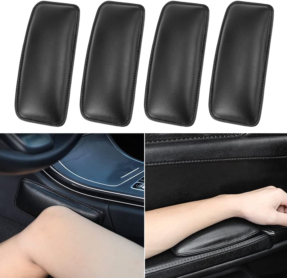 4 Pack Auto Center Console Elbow Leg Knee Pad, Soft Leather Armrest Cover Cushion for SUV/Truck/Car, Universal Interior Accessories