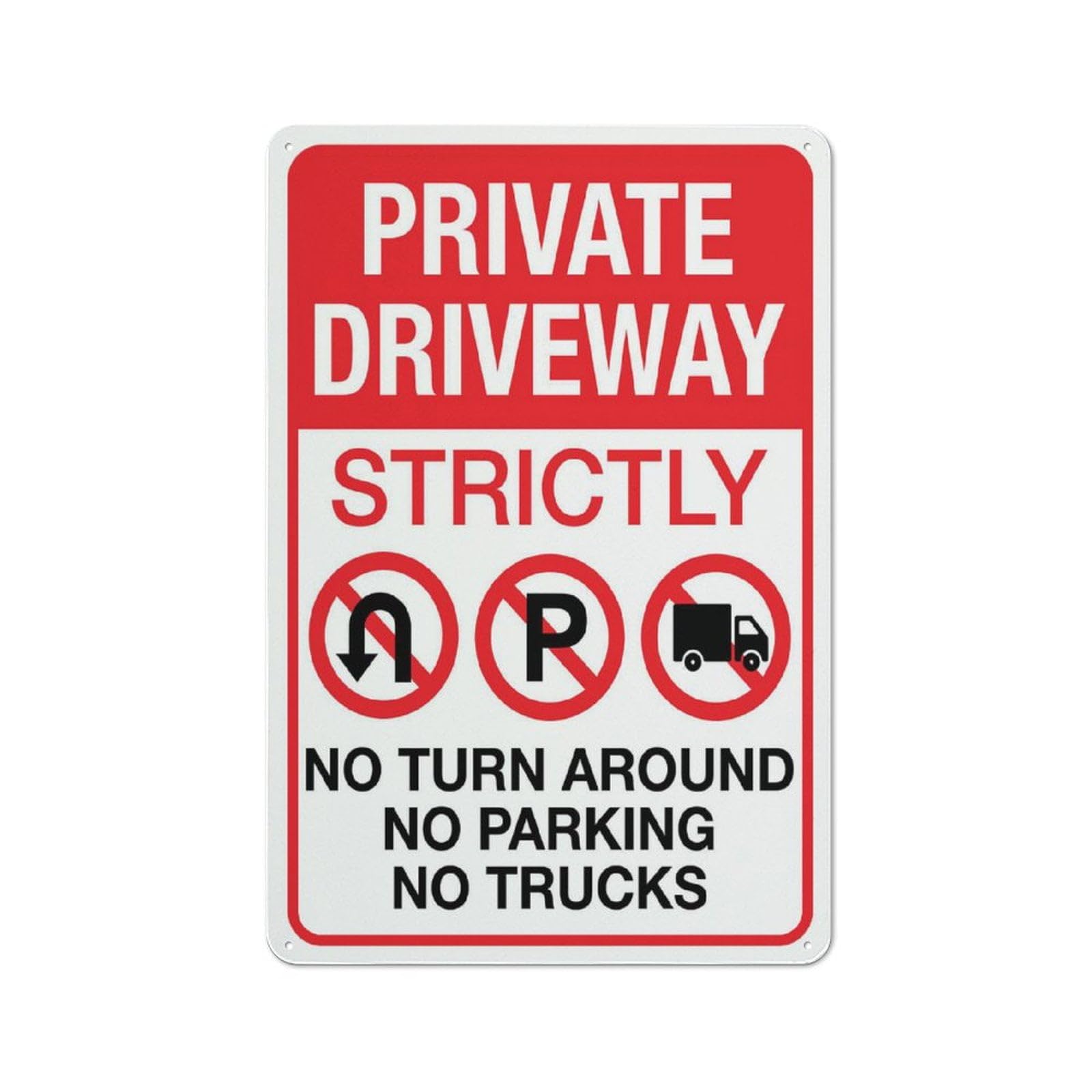 Private Driveway Strictly Wall Art Decor Plaque for Cafe Farm Garage Garden Yard Tin Sign 8x12 Inch