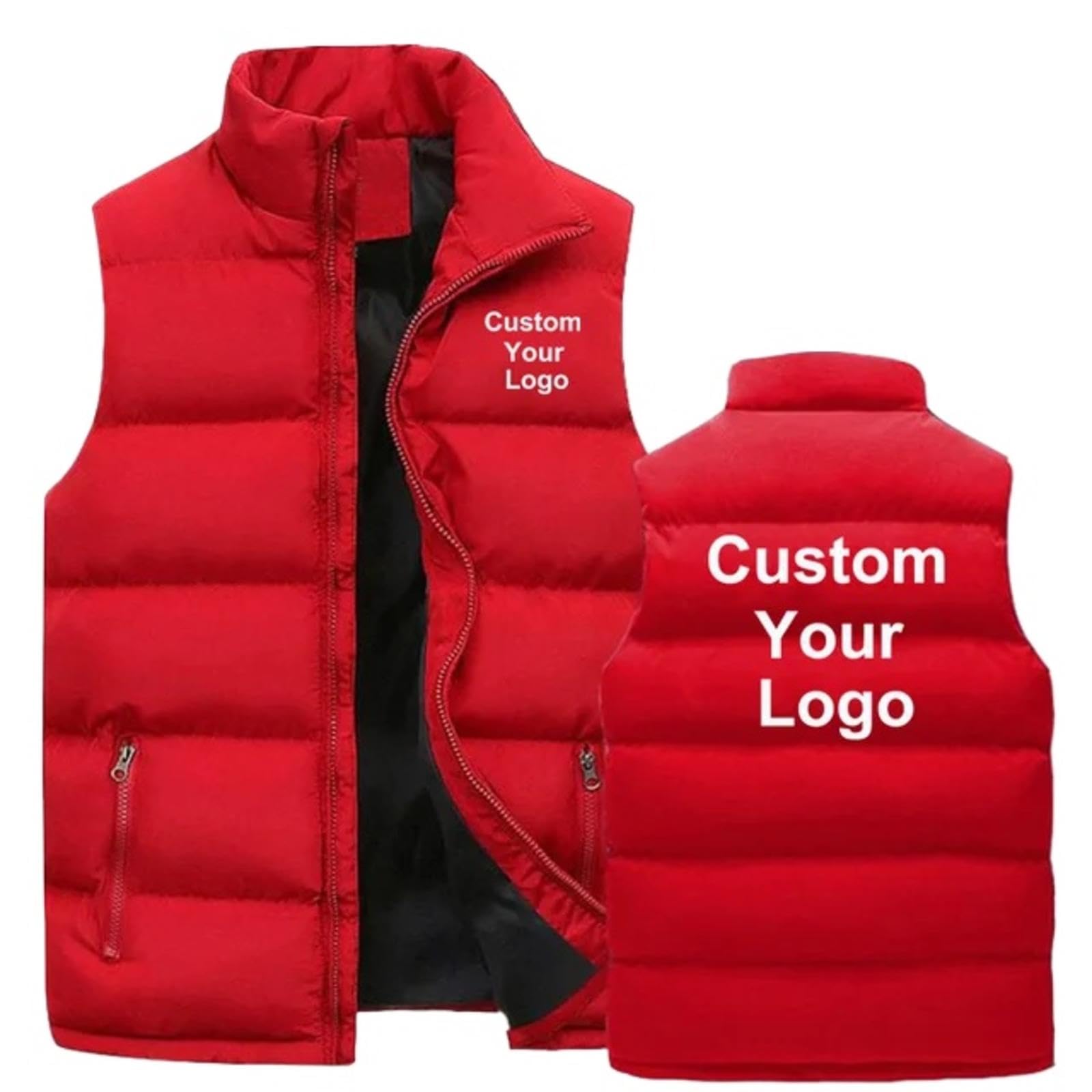 Honghuang Gilet Personnalisé Hommes Femmes Logo Zip - Chaud Gilet Automne/Hiver